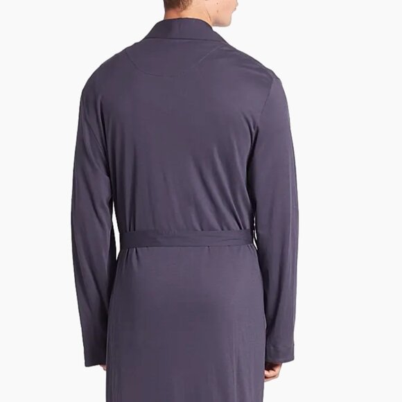 ❤️ HANRO MEN'S NIGHT AND DAY COTTON BLACK IRIS DARK NAVY BLUE BATHROBE XL LUXURY - Picture 4 of 12